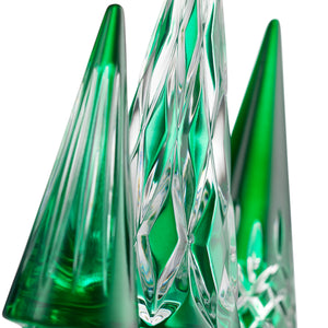 Waterford Christmas Crystal Green Standing Trees, Set of 3