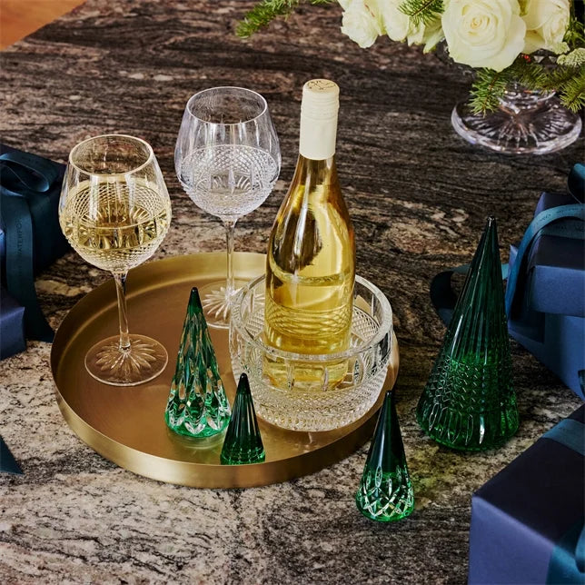 Waterford Christmas Crystal Green Standing Trees, Set of 3