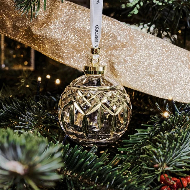 Waterford Christmas Crystal Lismore Bauble Gilded