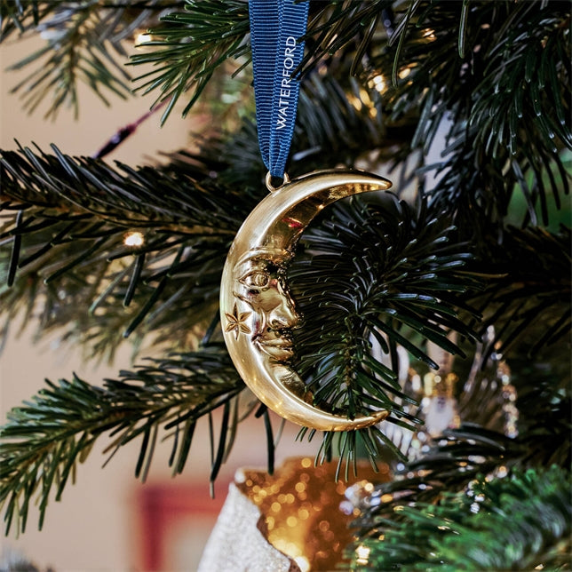 Waterford Christmas Metal Moon Golden Ornament