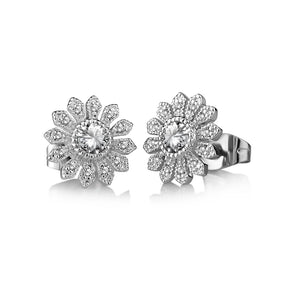Newbridge Silverware Flower Earrings Clear Stone
