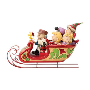 Peanuts by Jim Shore Snoopy and Friends in Sleigh Figurine