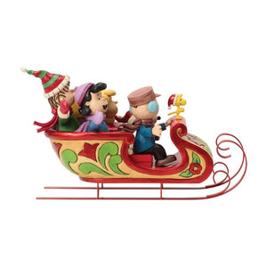 Peanuts by Jim Shore Snoopy and Friends in Sleigh Figurine