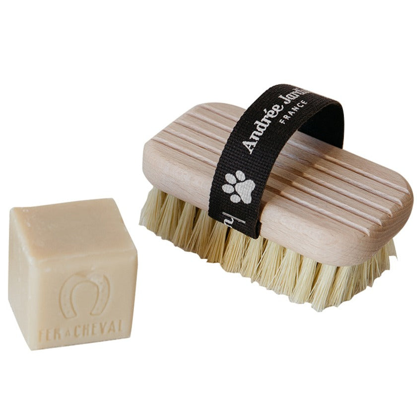 Andree Jardin Pet Bath & Massage brush with Marseille natural soap-Goviers