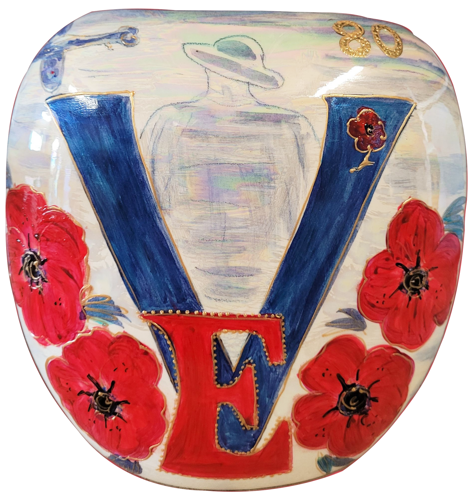 Anita Harris VE Day 80 Anniversary 19cm Purse Vase-Goviers