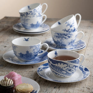 Aynsley Archive Blue Teacups & Saucers Set of 6-Goviers