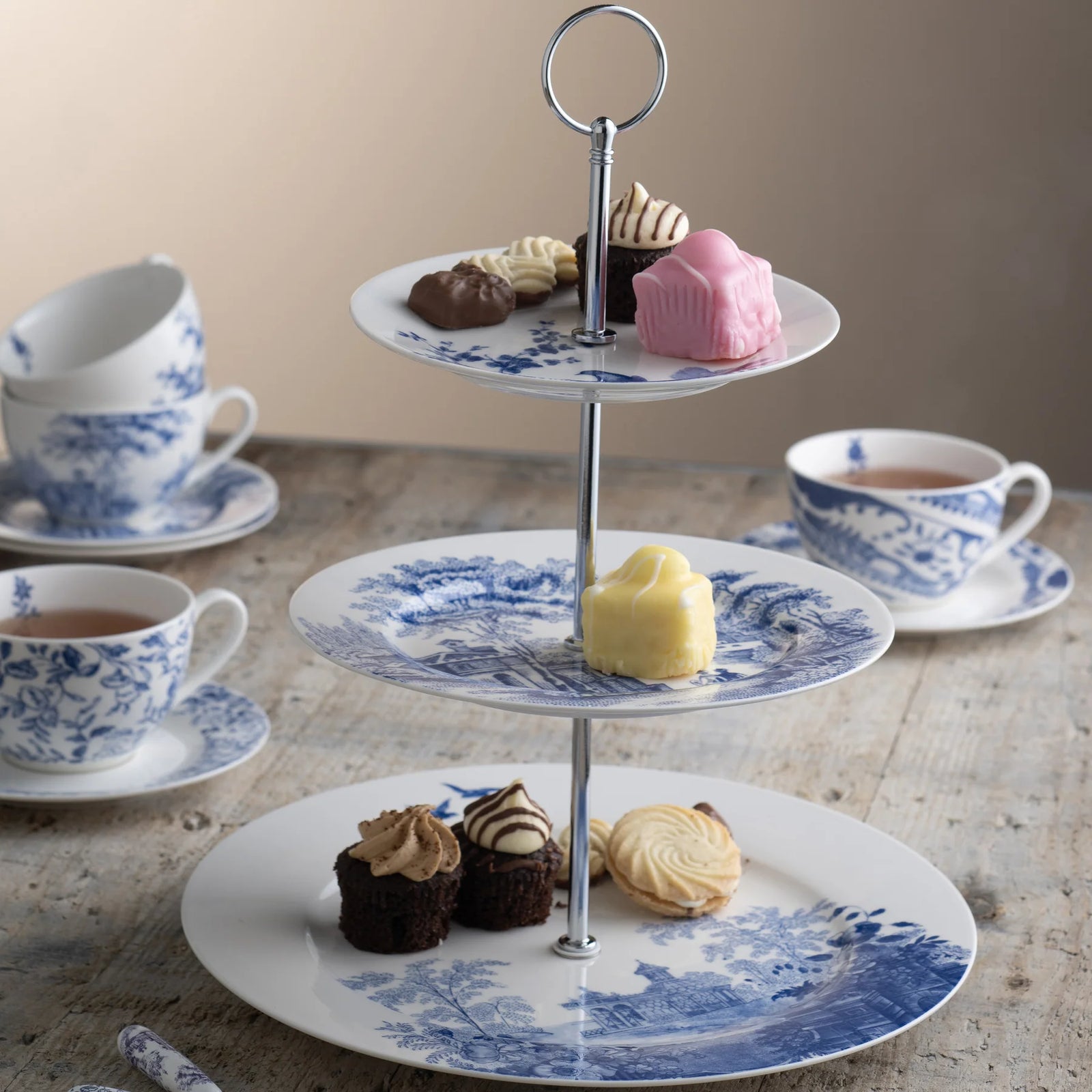 Aynsley Archive Blue Three Tier Cake stand-Goviers