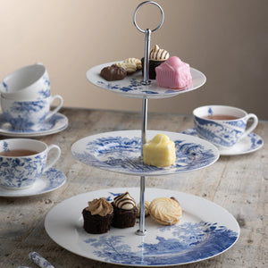 Aynsley Archive Blue Three Tier Cake stand-Goviers