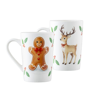 Aynsley Christmas Characters Latte Mugs Pair-Goviers