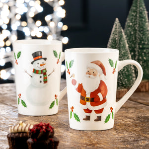 Aynsley Christmas Characters Latte Mugs Pair-Goviers