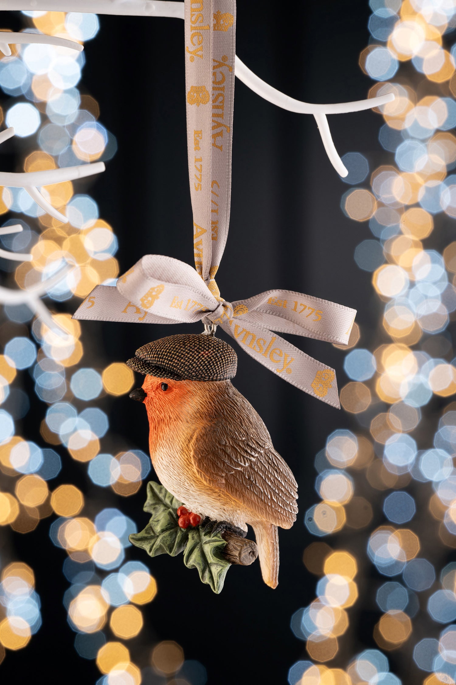 Aynsley Flat Cap Robin Hanging Ornament-Goviers
