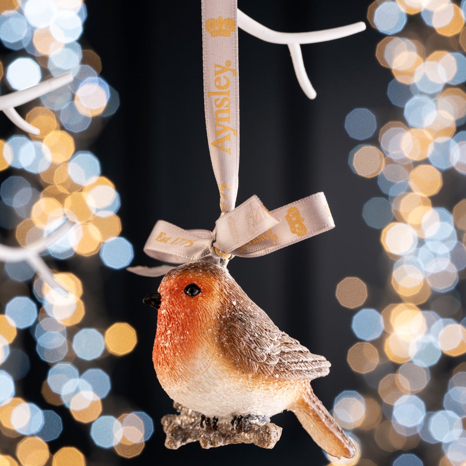 Aynsley Glitter Robin Hanging Ornament-Goviers