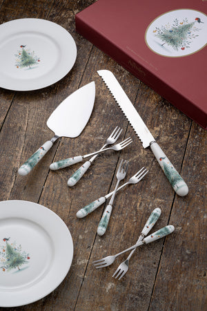 Aynsley Little Robin Christmas Tree Pastry Set-Goviers