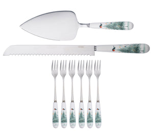 Aynsley Little Robin Christmas Tree Pastry Set-Goviers