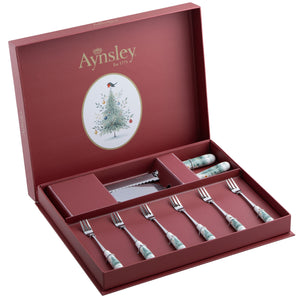 Aynsley Little Robin Christmas Tree Pastry Set-Goviers