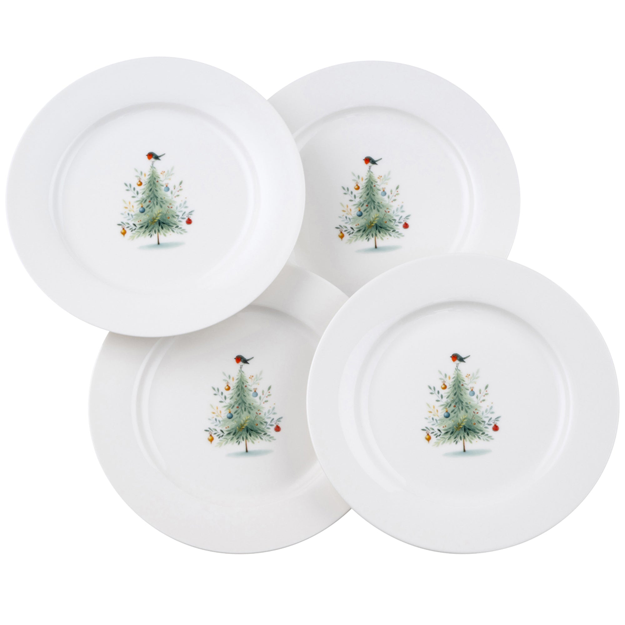 Aynsley Little Robin Christmas Tree Teaplate Set of 4-Goviers