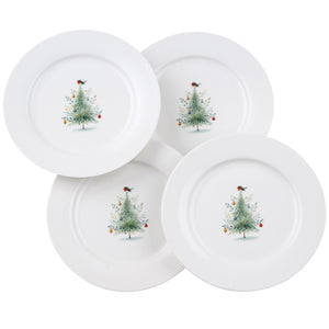 Aynsley Little Robin Christmas Tree Teaplate Set of 4-Goviers
