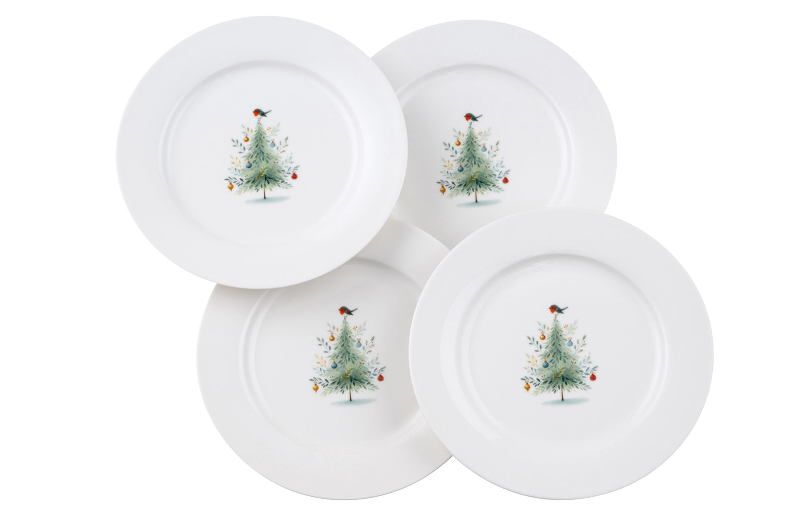 Aynsley Little Robin Christmas Tree Teaplate Set of 4-Goviers