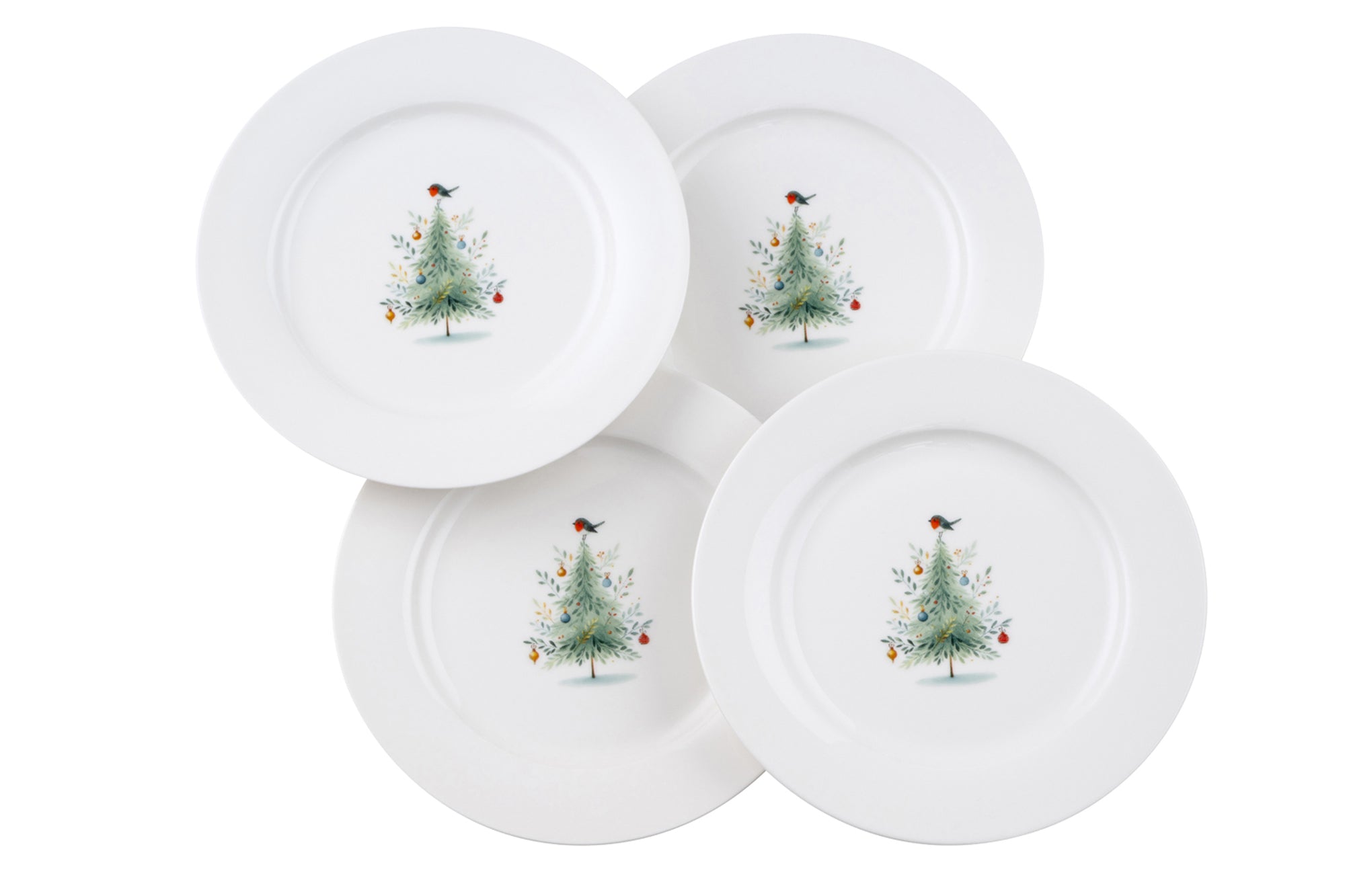 Aynsley Little Robin Christmas Tree Teaplate Set of 4-Goviers