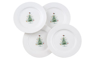 Aynsley Little Robin Christmas Tree Teaplate Set of 4-Goviers