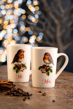 Aynsley Mr & Mrs Robin Latte Mugs Pair-Goviers