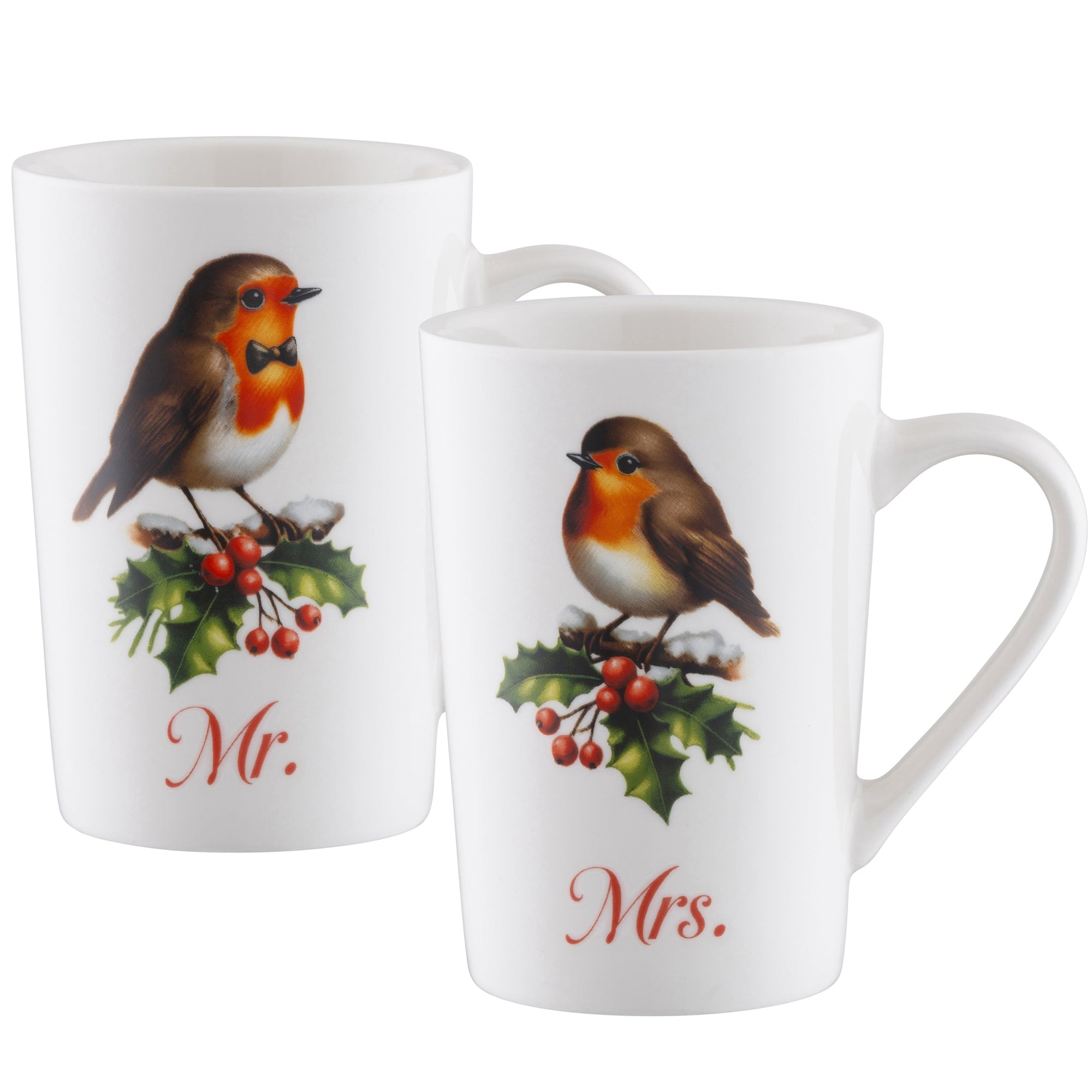 Aynsley Mr & Mrs Robin Latte Mugs Pair-Goviers
