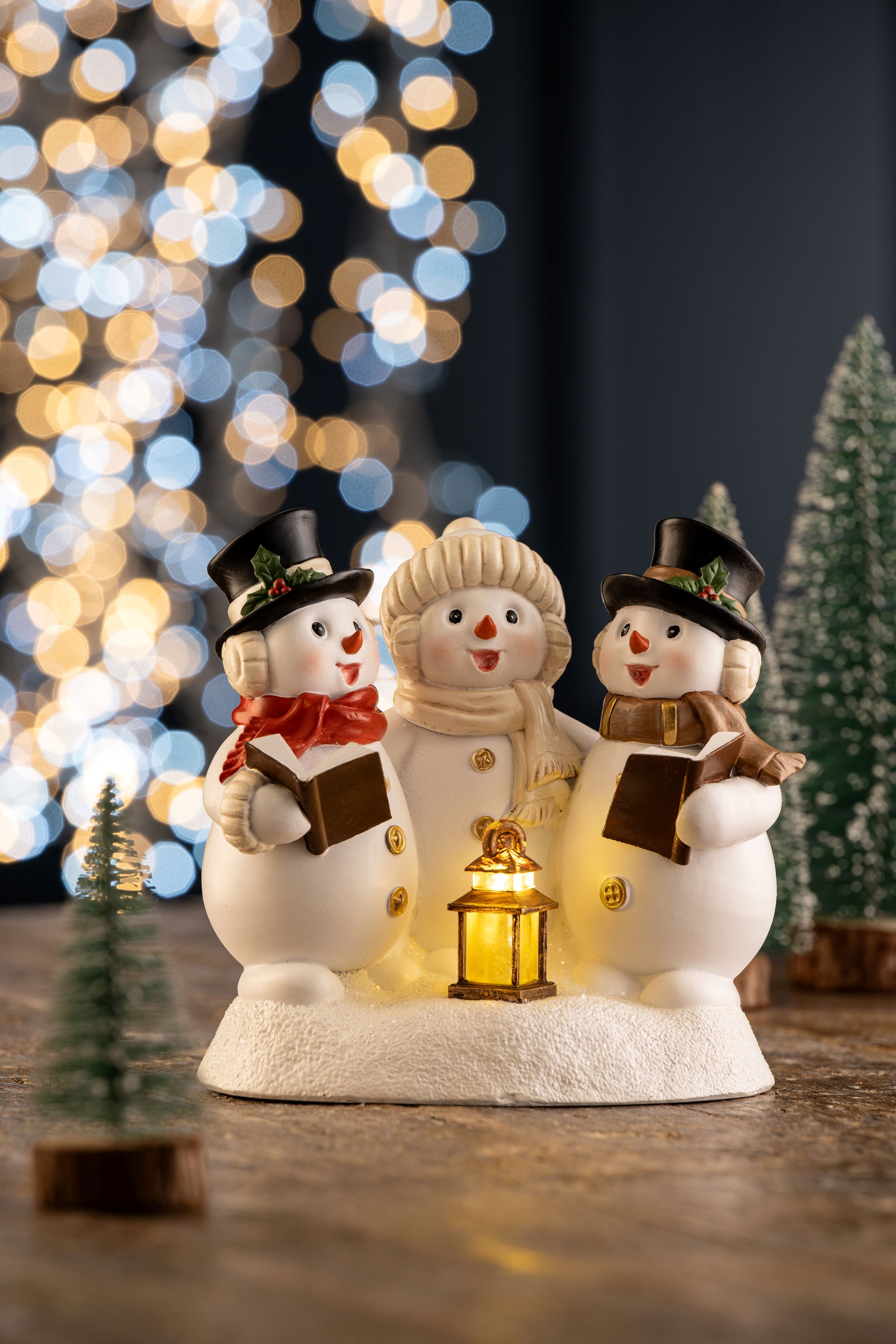 Aynsley Trio of Snowmen Carol Singers LED-Goviers