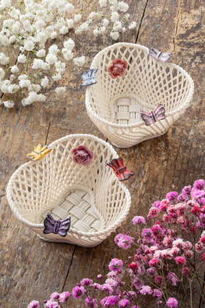 Belleek Classic Butterfly Basket - Pastel-Goviers