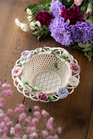 Belleek Classic Morning Glory Basket-Goviers