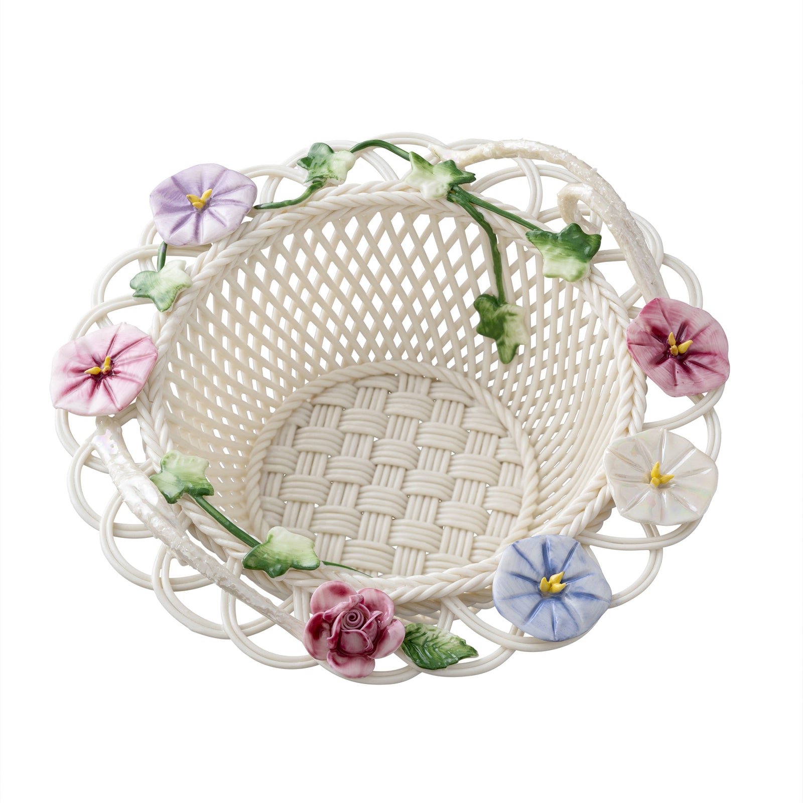 Belleek Classic Morning Glory Basket-Goviers