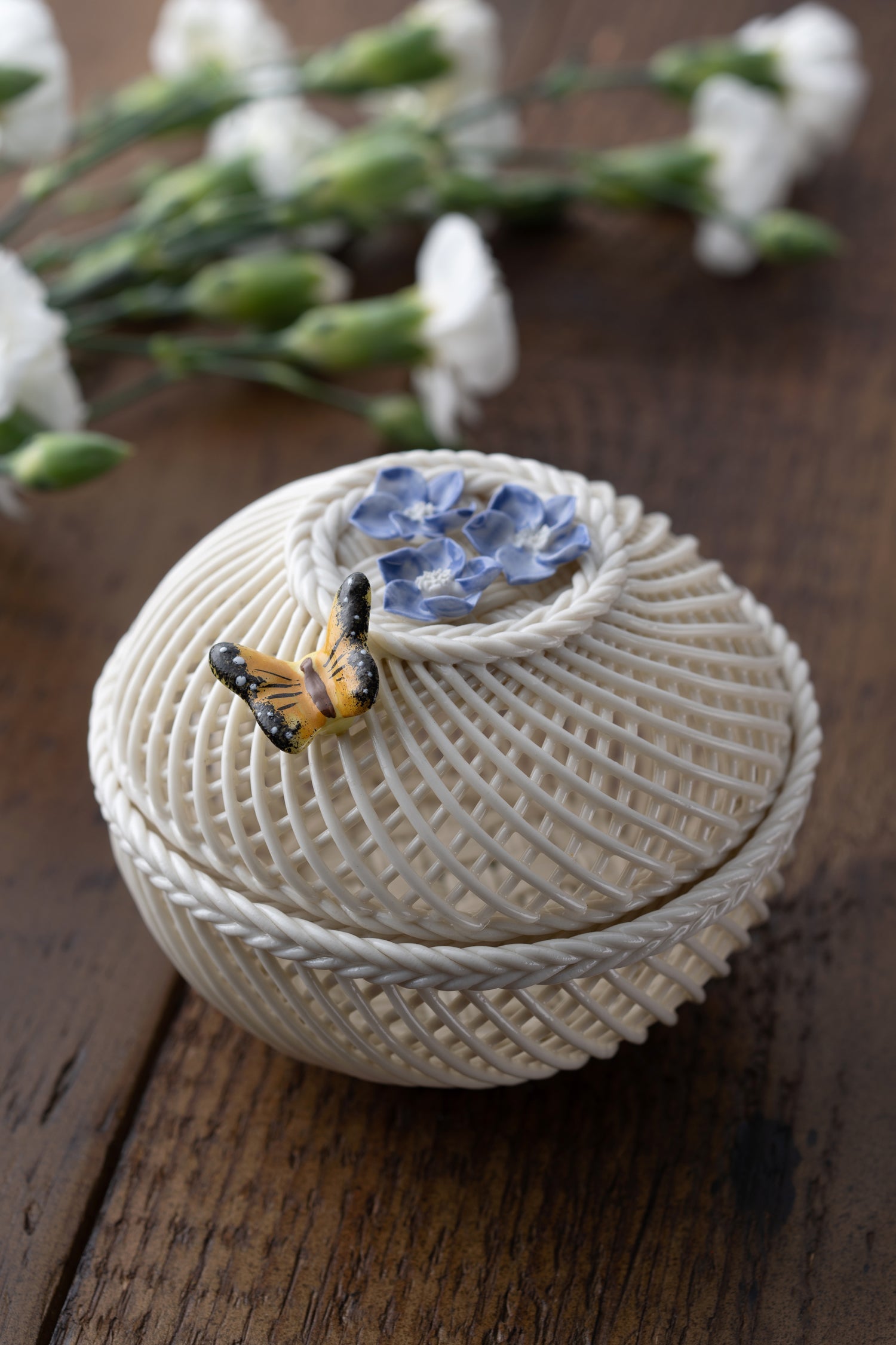 Belleek July Delphinium Basket-Goviers