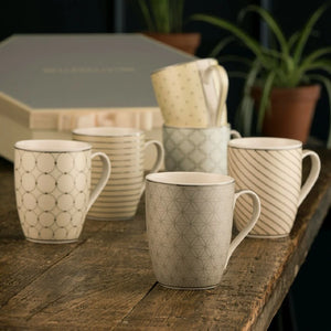Belleek Living Geometric Pastles 6 Mugs Hexagon Box-Goviers