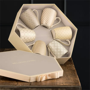 Belleek Living Geometric Pastles 6 Mugs Hexagon Box-Goviers