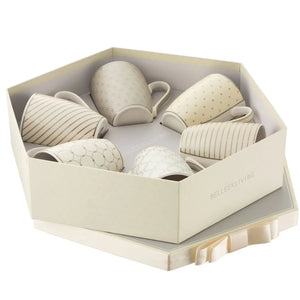 Belleek Living Geometric Pastles 6 Mugs Hexagon Box-Goviers