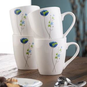 Belleek Living Indigo Bloom Mugs Set of 4-Goviers