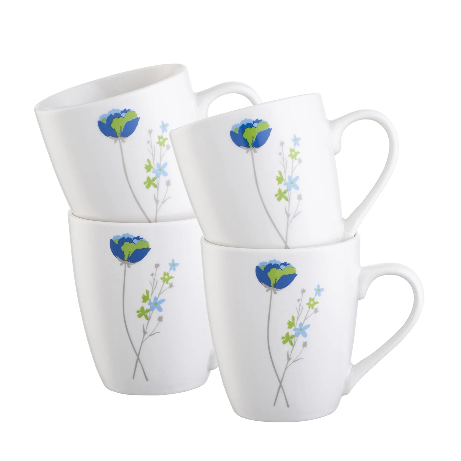 Belleek Living Indigo Bloom Mugs Set of 4-Goviers