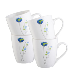 Belleek Living Indigo Bloom Mugs Set of 4-Goviers
