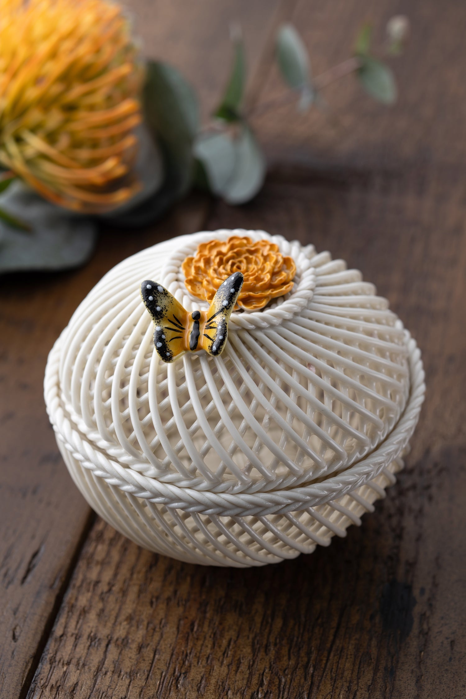 Belleek October Marigold Basket-Goviers