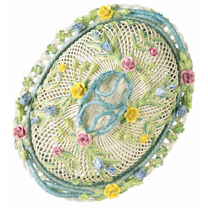 Belleek Oval Covered Basket Large-Home Accessories-Goviers