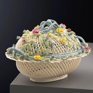 Belleek Oval Covered Basket Small-Home Accessories-Goviers