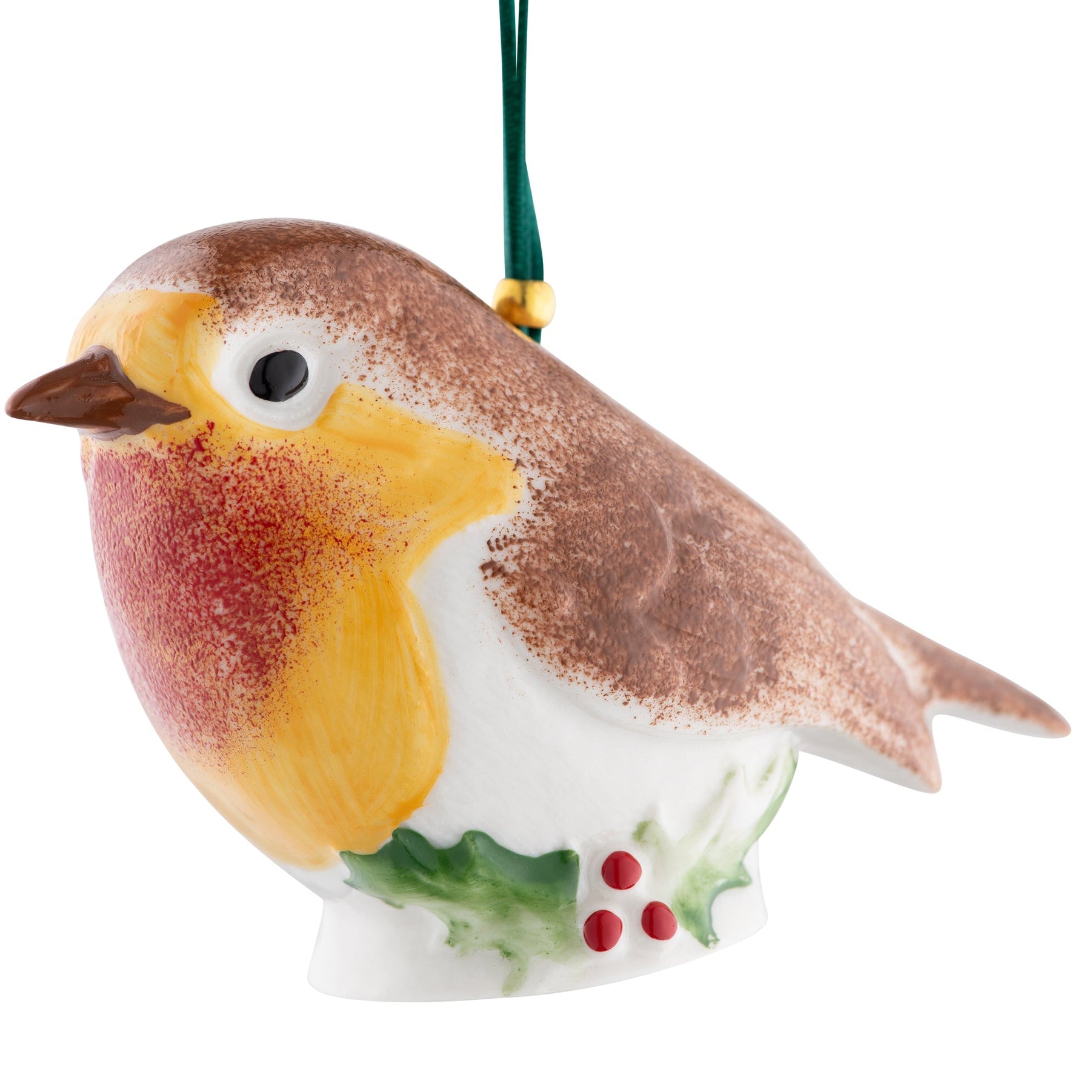 Belleek Robin with Holly Ornament-Goviers