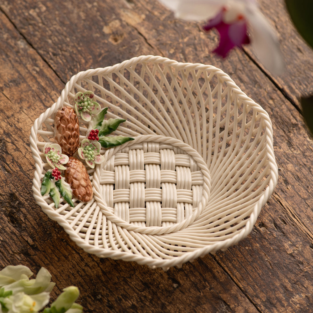Belleek Winter Wild Irish Hedgerow Basket-Christmas-Goviers