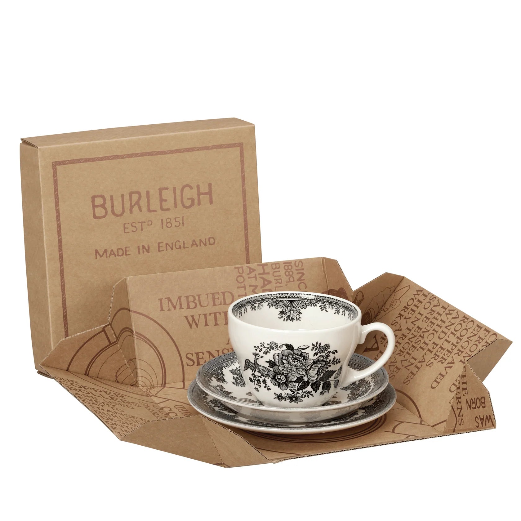 Burleigh Black & White Asiatic Pheasants Breakfast Cup Gift Set 