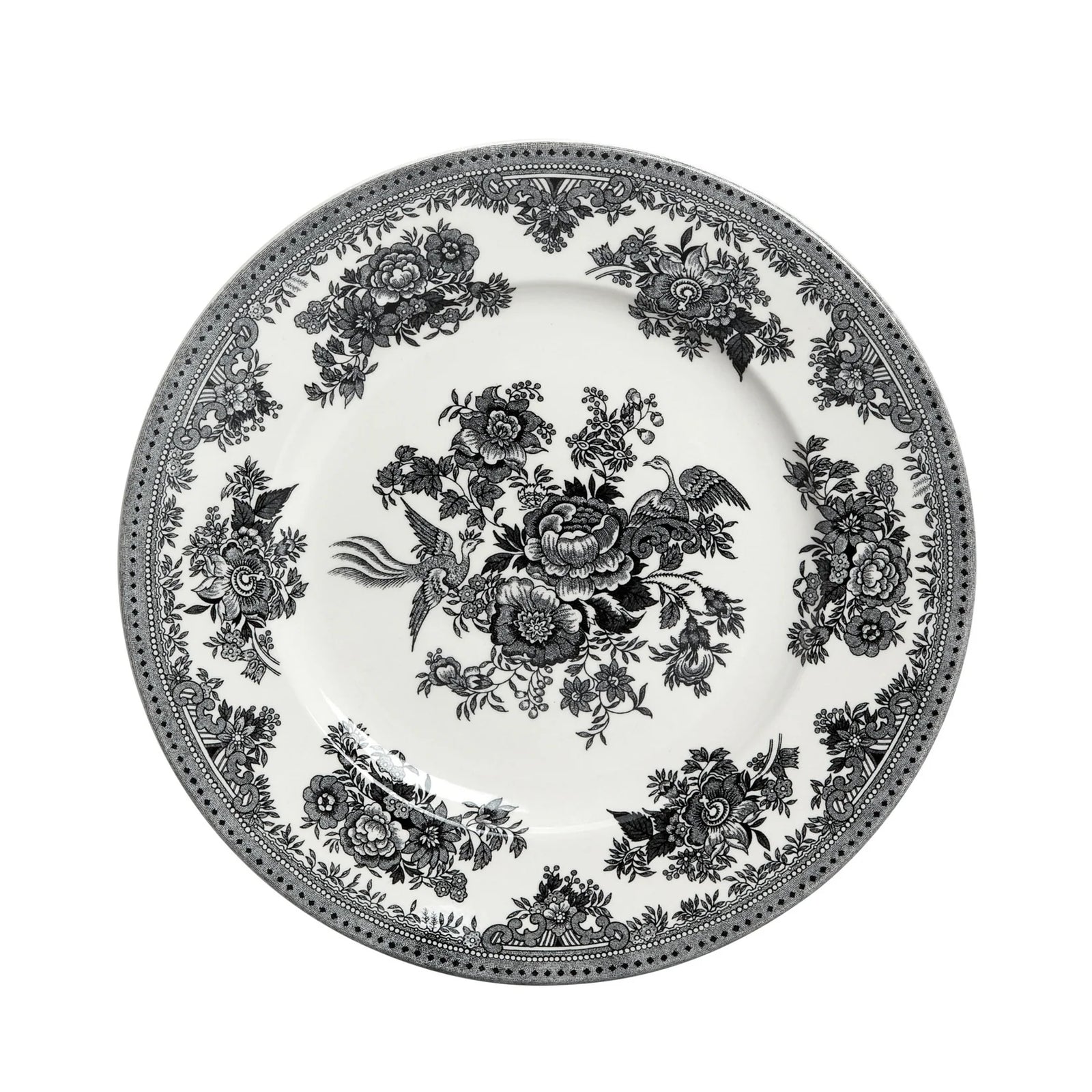 Burleigh Black & White Asiatic Pheasants Plate 22cm/9"-Goviers