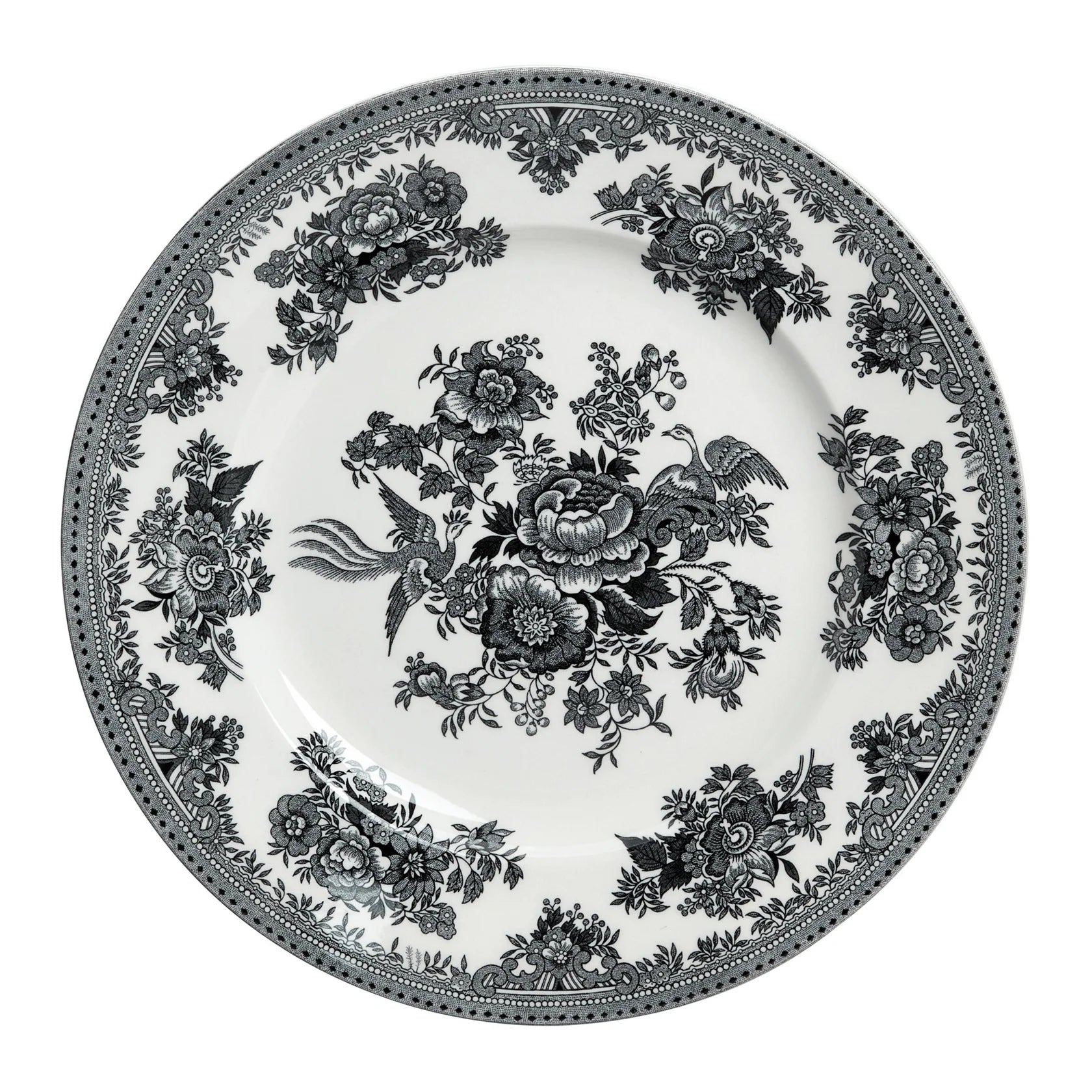 Burleigh Black & White Asiatic Pheasants Plate 25cm/10