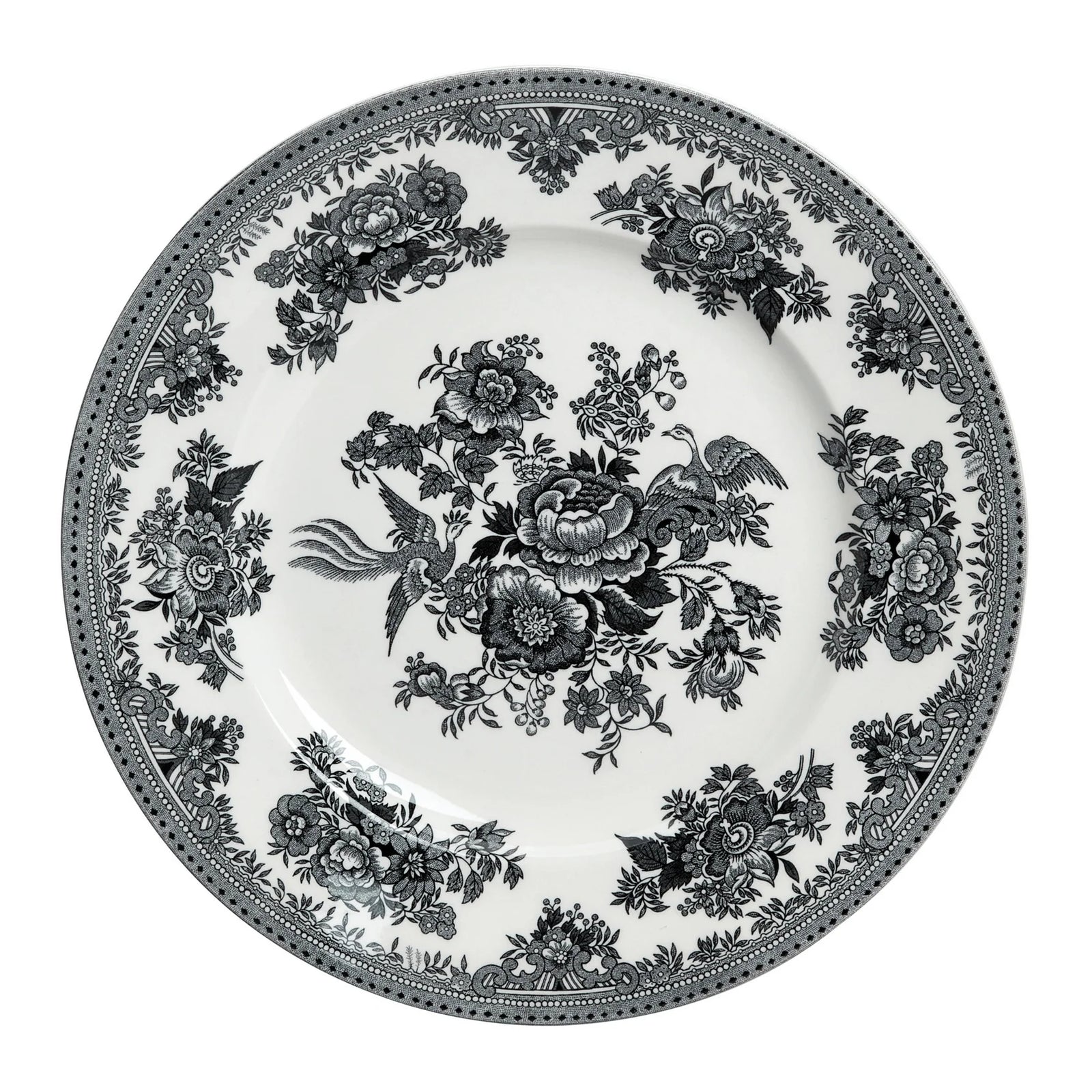 Burleigh Black & White Asiatic Pheasants Plate 25cm/10"-Goviers