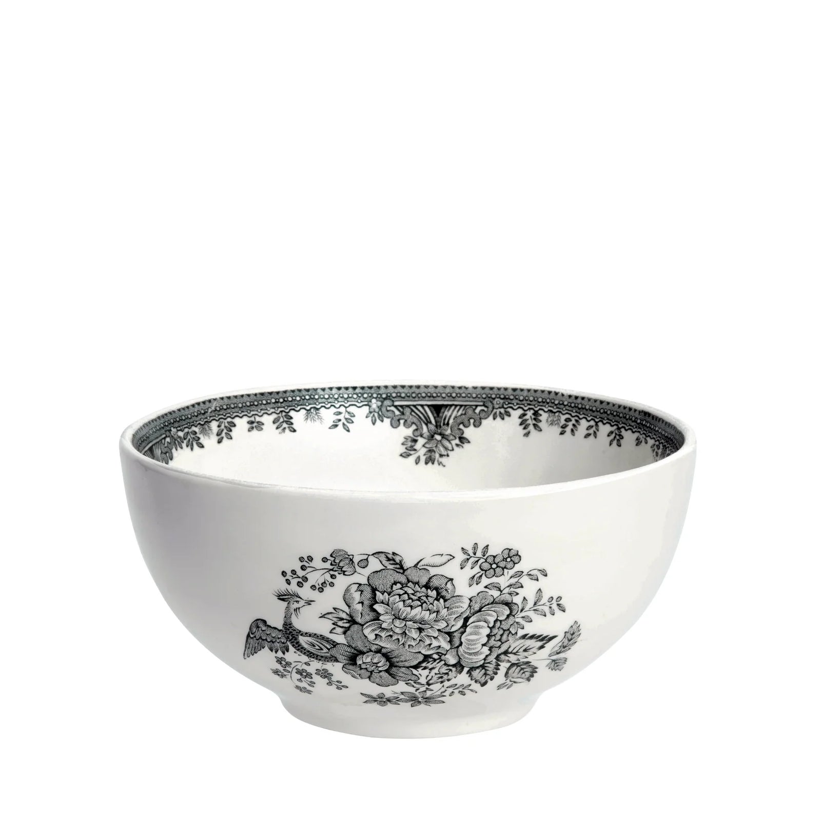 Burleigh Black & White Asiatic Pheasants Small Footed Bowl 16cm-Goviers