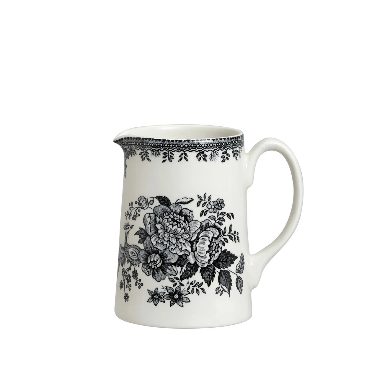 Burleigh Black & White Asiatic Pheasants Small Tankard Jug 284ml/0.5pt-Goviers