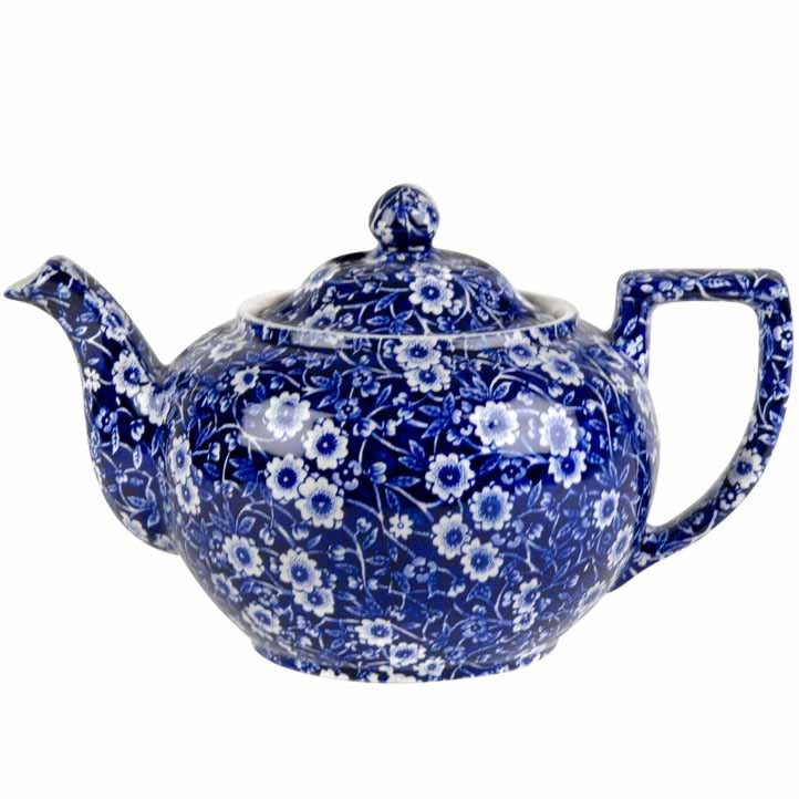 Burleigh Blue Calico Teapot small 3 - 4 cups-Goviers