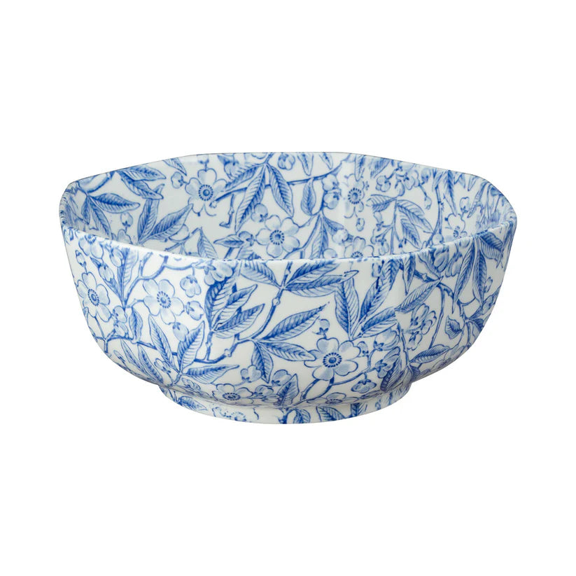 Burleigh Blue Prunus Octagonal Bowl 20.5cm/8"-Goviers